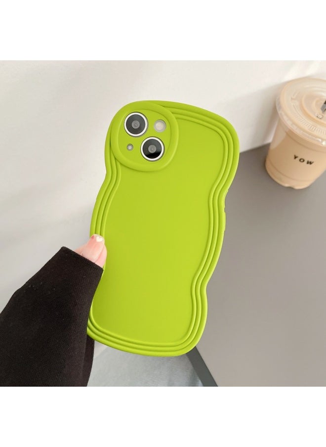 Generic - Ins Niche Wind Wave Edge IPhone16/15Pro Max Apple 14/13 Mobile Phone Case Soft Case-Color:KD Oil Injection Wave Edge Cangling Green-Applicable Model:15plus (without Packaging) - Image 1