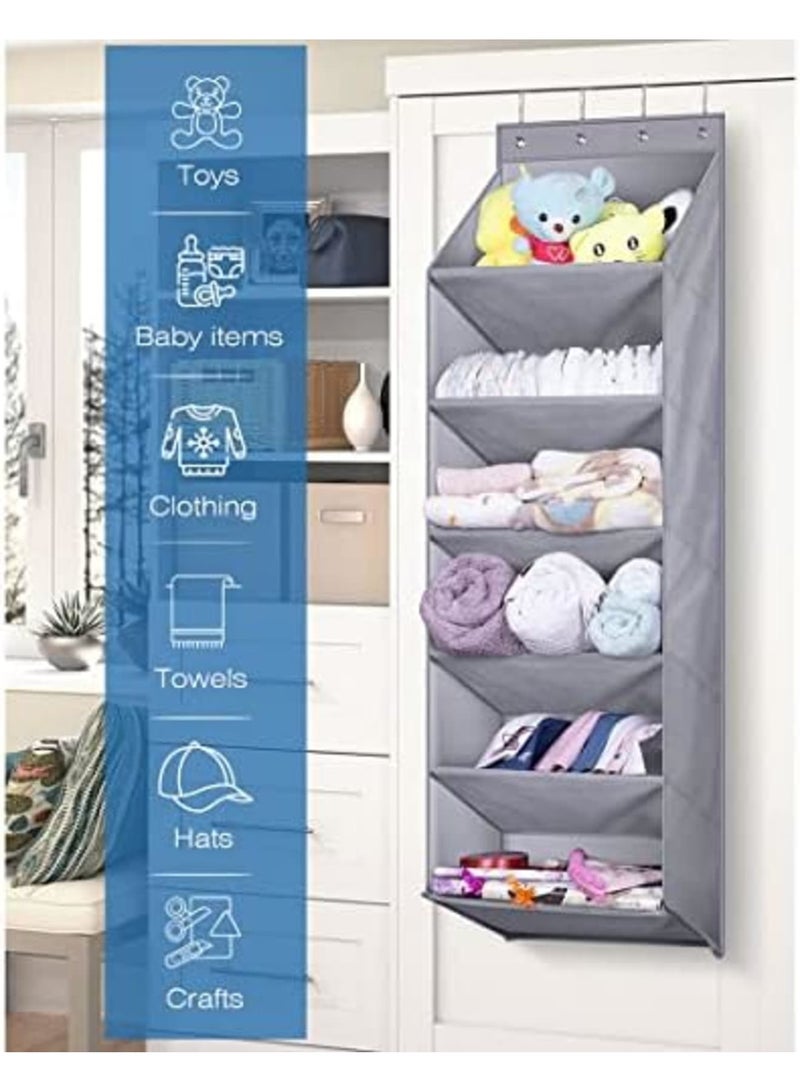 SYOSI Hanging Shoe Rack, Over the Door Shoe Organizer with Deep Pockets for 12 Pairs of Shoe Organizer, Shoe Holder for Closet and Dorm Narrow Door Shoe Storage, Grey - Image 4