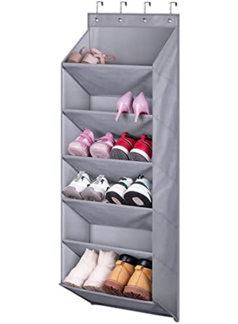 SYOSI Hanging Shoe Rack, Over the Door Shoe Organizer with Deep Pockets for 12 Pairs of Shoe Organizer, Shoe Holder for Closet and Dorm Narrow Door Shoe Storage, Grey - Image 1