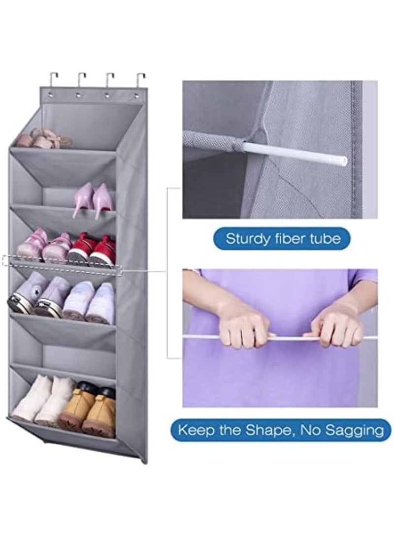 SYOSI Hanging Shoe Rack, Over the Door Shoe Organizer with Deep Pockets for 12 Pairs of Shoe Organizer, Shoe Holder for Closet and Dorm Narrow Door Shoe Storage, Grey - Image 3