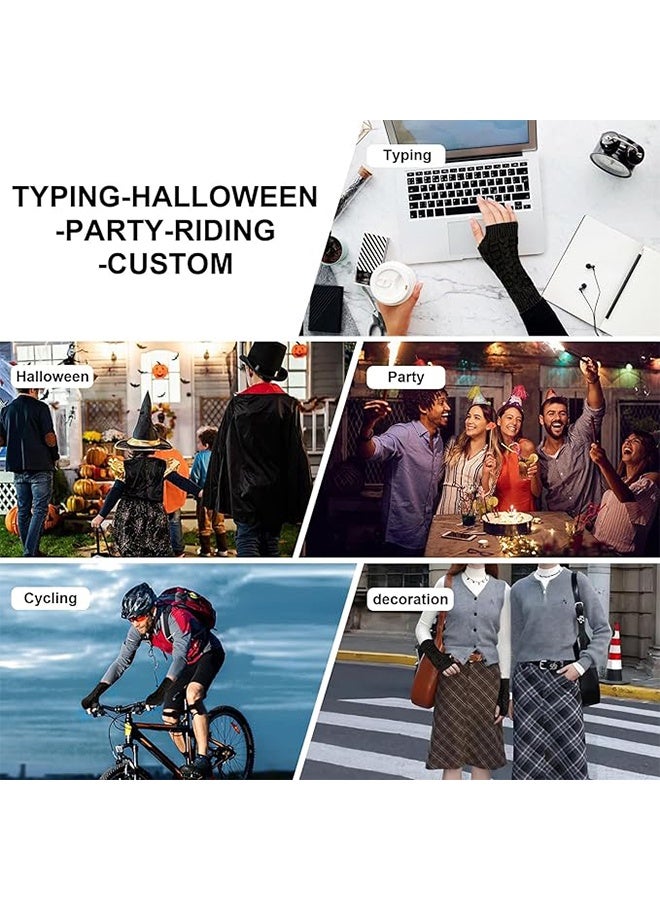 1Pairs Fingerless Knitted Gloves for - Women Men Autumn Winter Warm Knitted Gloves Outdoor Driving（black） - Image 5