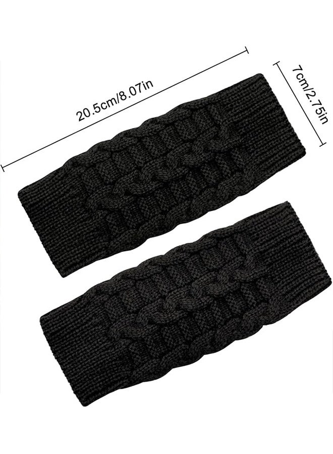 1Pairs Fingerless Knitted Gloves for - Women Men Autumn Winter Warm Knitted Gloves Outdoor Driving（black） - Image 2