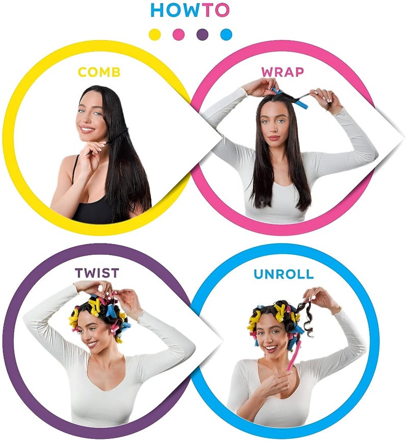 MeeTo Hair Curling Heatless Flexible Rods, Magic Foam Rollers, Non Heat Flexi Twist Curling Rods For Long, Short, Medium Hair, Hair Curler Rolls (Multicolor, 10) - Image 2