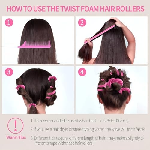 MeeTo Hair Curling Heatless Flexible Rods, Magic Foam Rollers, Non Heat Flexi Twist Curling Rods For Long, Short, Medium Hair, Hair Curler Rolls (Multicolor, 10) - Image 4