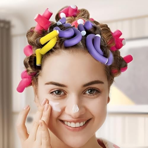 MeeTo Hair Curling Heatless Flexible Rods, Magic Foam Rollers, Non Heat Flexi Twist Curling Rods For Long, Short, Medium Hair, Hair Curler Rolls (Multicolor, 10) - Image 5