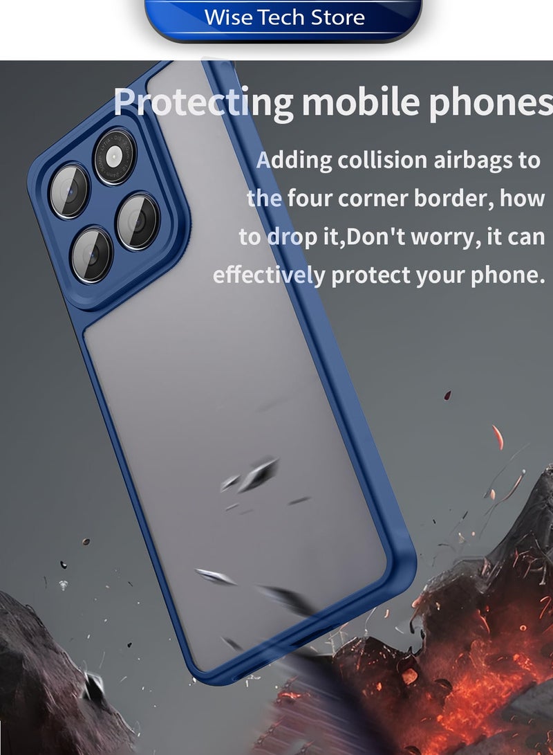 دبليو تيك غطاء حماية هجين من مادة TPU السيليكونية مع كاميرا مرتفعة ودرع رفيع لهاتف Motorola Edge 60 Pro 5G 2025 (MCAPSA) - شفاف/أزرق داكن - Image 3