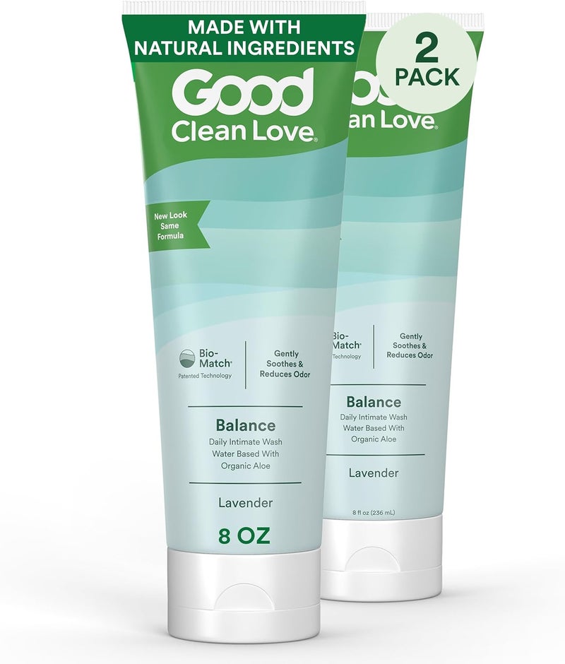Good Clean Love غسول جيد نظيف للحب - صابون مهبلي مرطب متوازن الحموضة للنساء بمكونات طبيعية، برائحة اللافندر، 8 أونصات (عبوة 2) - Image 1