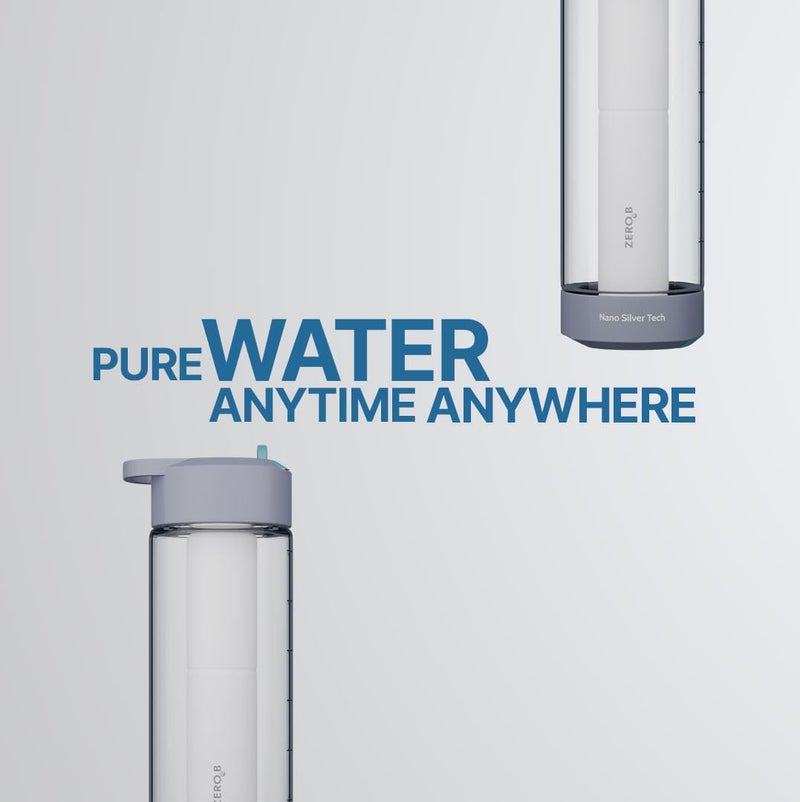 Zero B H2Ohh Portable Water Filter Bottle – 600ml | Removes 99.9% Bacteria & Viruses | Durable TRITAN Material | Instant Purification | Eco-Friendly Travel & Fitness Bottle (GREY) - Image 4