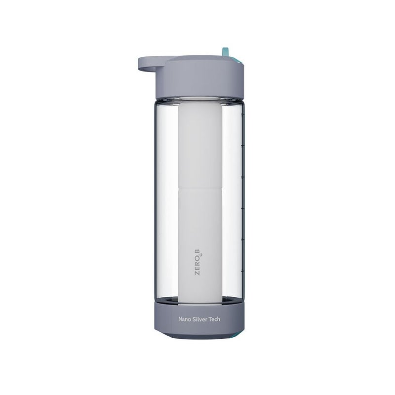 Zero B H2Ohh Portable Water Filter Bottle – 600ml | Removes 99.9% Bacteria & Viruses | Durable TRITAN Material | Instant Purification | Eco-Friendly Travel & Fitness Bottle (GREY) - Image 1