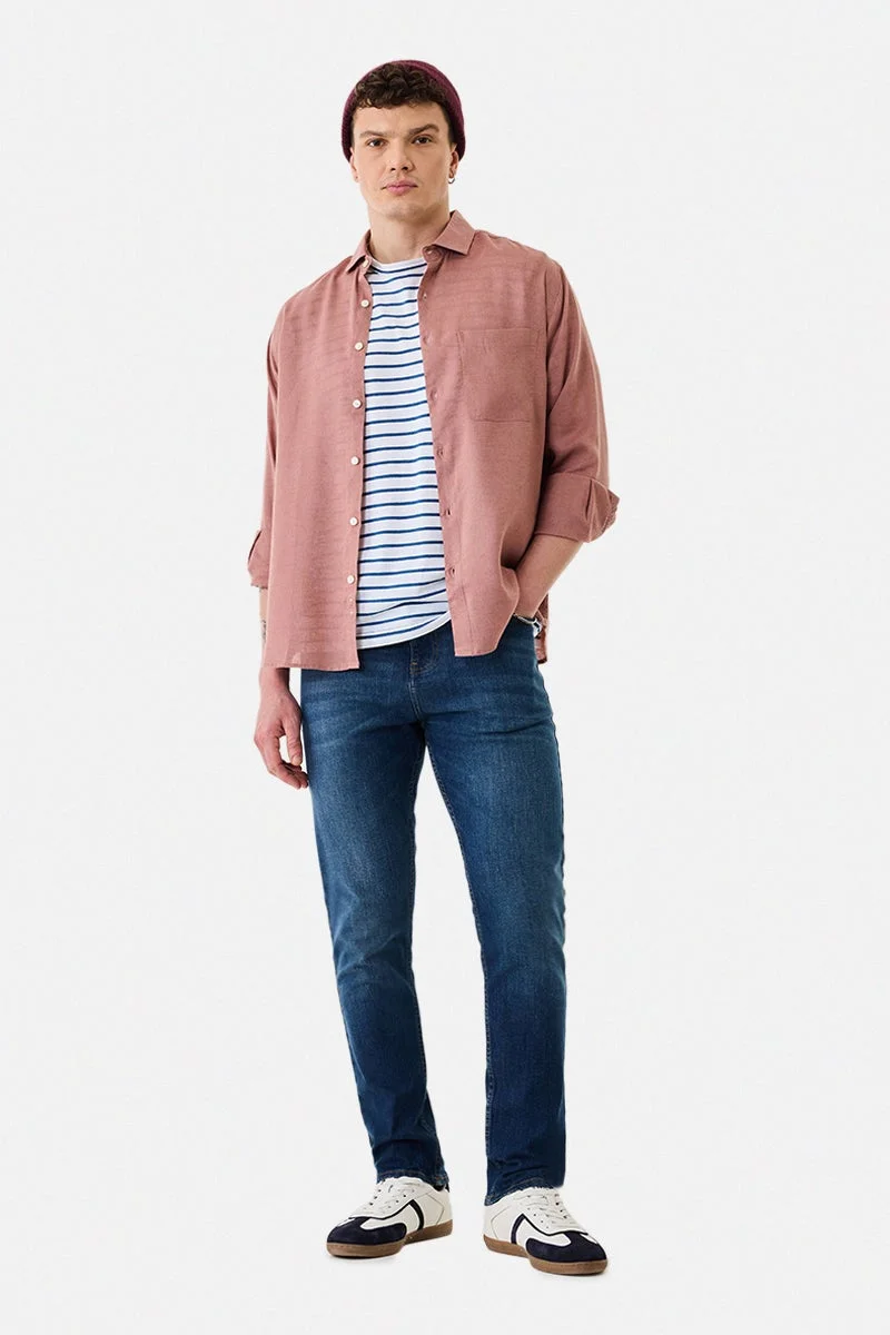 سنيتش قميص كتان بقصة عادية