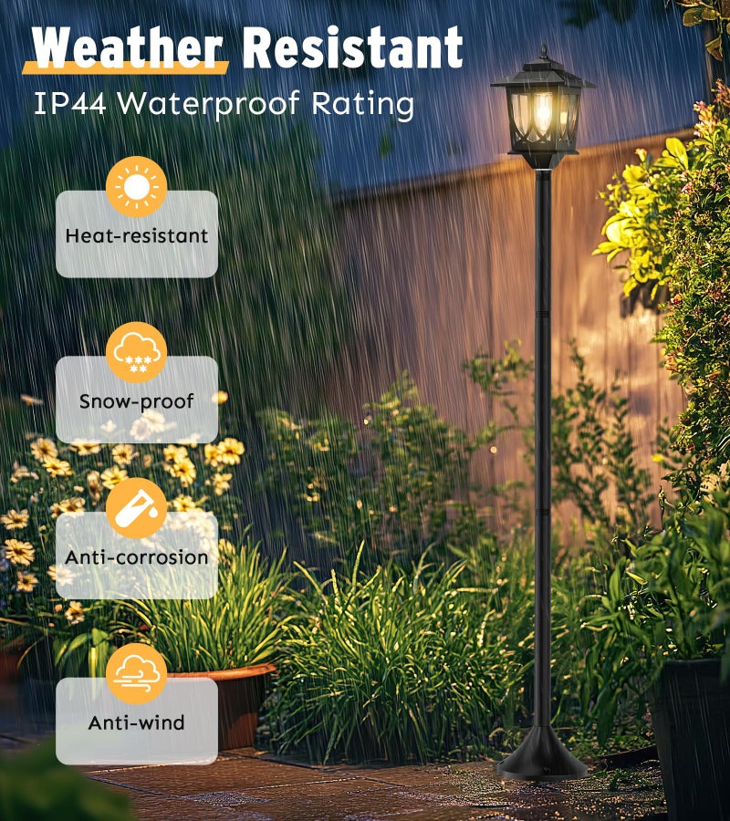 Joyoowild 63" Solar Lamp Post Light 2 Pack, Solar Light Posts for Outside Waterproof, Outdoor Lamps for Patio, Backyard, Front Porch Decor, Warm White, Replaceable Bulb - Image 5