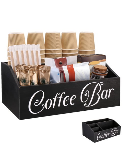 Coffee Station Organizer Wooden Coffee Bar Storage Organizer K Cup Organizer for Countertop Farmhouse Coffee Bar Accessories Coffee Pod Organizer
