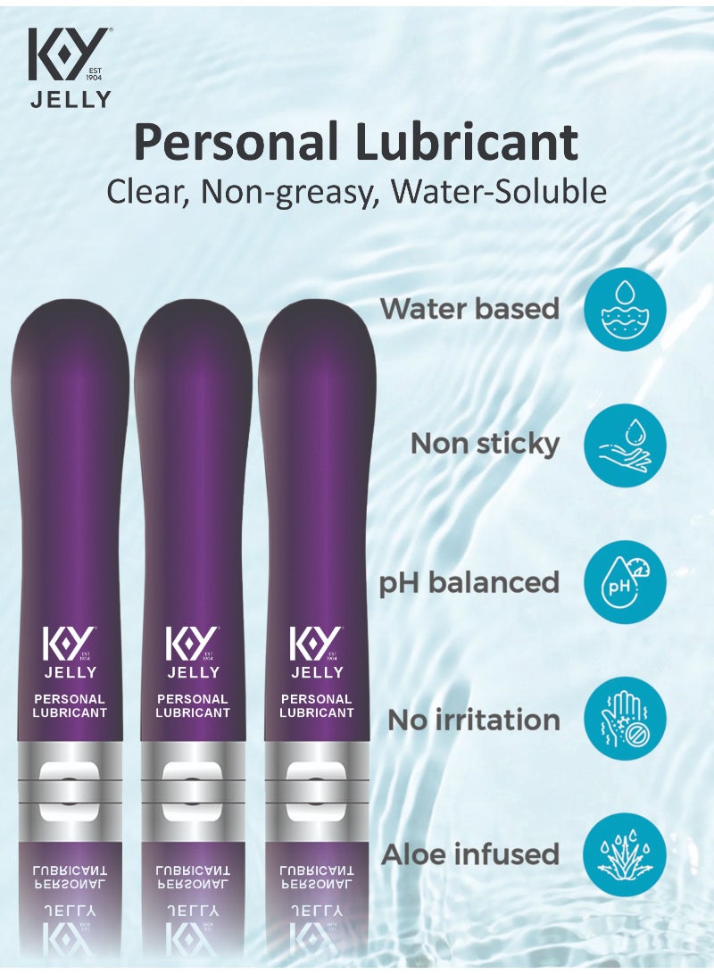 KY Jelly Purple Classic Personal Lube – Non-Sticky, Clear Water-Based Gel, Gentle & Safe for Men and Women Pack Of 3