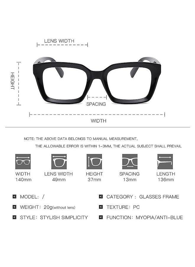 HS - Classic Non-Prescription Clear Lens Eyeglasses For Women Men, 2PCS Fashion Vintage Square Thick Frame Fake Eyeglasses, Anti-Blue Light Full Frame Retro Fashion Simple Frame Glasses For Travel Holiday - Image 1