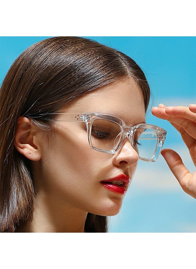 HS - Classic Non-Prescription Clear Lens Eyeglasses For Women Men, 2PCS Fashion Vintage Square Thick Frame Fake Eyeglasses, Anti-Blue Light Full Frame Retro Fashion Simple Frame Glasses For Travel Holiday - Image 1