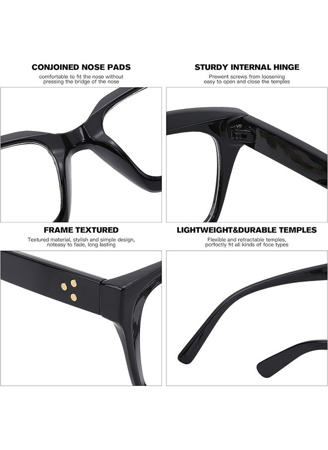 HS - Classic Non-Prescription Clear Lens Eyeglasses For Women Men, 2PCS Fashion Vintage Square Thick Frame Fake Eyeglasses, Anti-Blue Light Full Frame Retro Fashion Simple Frame Glasses For Travel Holiday - Image 1