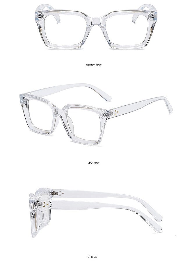 HS - Classic Non-Prescription Clear Lens Eyeglasses For Women Men, 2PCS Fashion Vintage Square Thick Frame Fake Eyeglasses, Anti-Blue Light Full Frame Retro Fashion Simple Frame Glasses For Travel Holiday - Image 1
