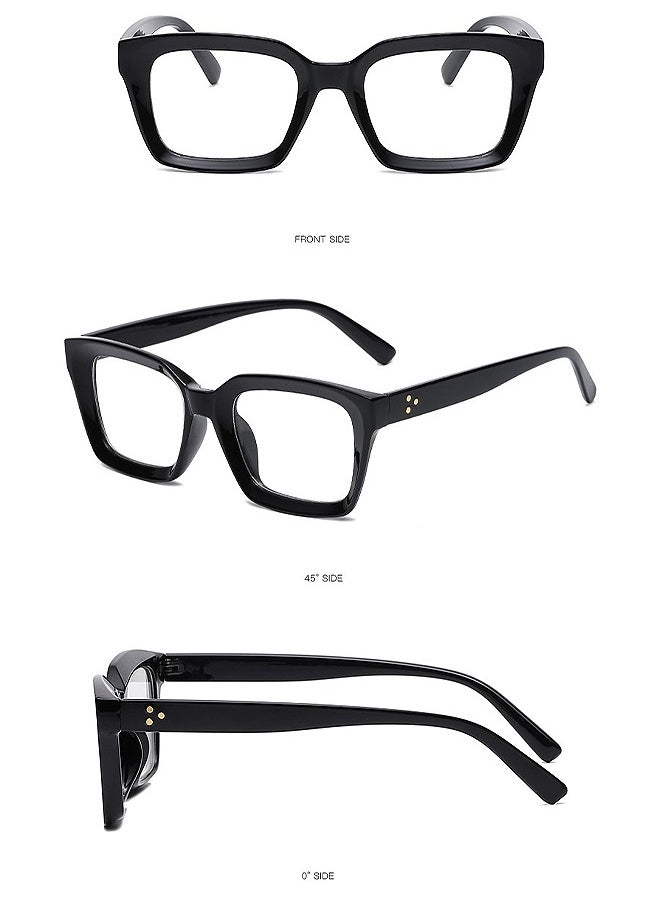 HS - Classic Non-Prescription Clear Lens Eyeglasses For Women Men, 2PCS Fashion Vintage Square Thick Frame Fake Eyeglasses, Anti-Blue Light Full Frame Retro Fashion Simple Frame Glasses For Travel Holiday - Image 1
