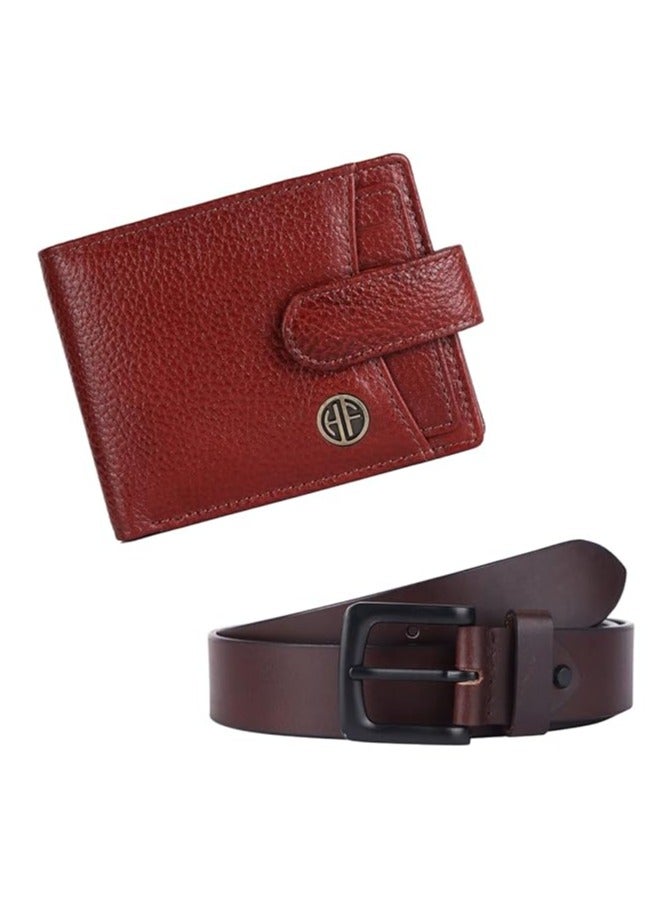 Gift for Men Combo - Genuine Leather Wallet and Belt Combo for Men - Leather Belt for Men - Birthday Special & Unique Gift Ideas for Husband, Boyfriend, Father (DPTP)