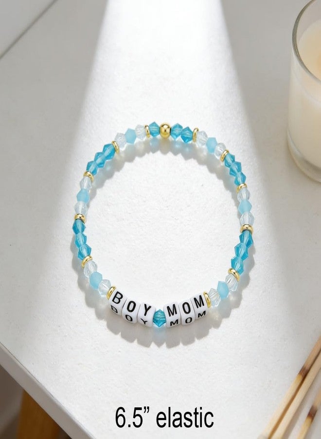 Lemua Boy Mom Bracelet, Blue Beaded Mama Bracelet, Boy Mom Gifts New Mom Women, Mother's Day Gifts from Son - Image 5
