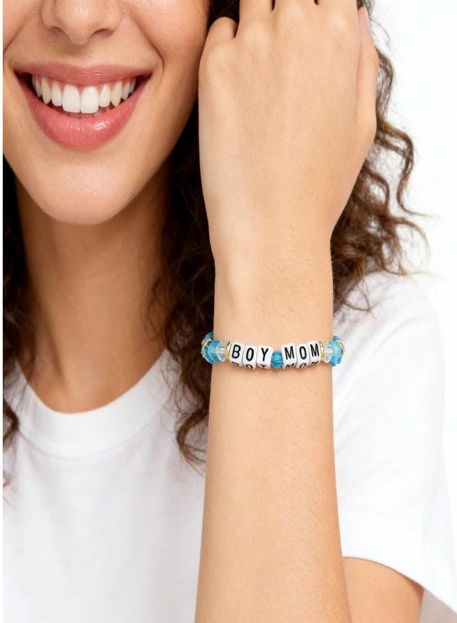 Lemua Boy Mom Bracelet, Blue Beaded Mama Bracelet, Boy Mom Gifts New Mom Women, Mother's Day Gifts from Son - Image 3