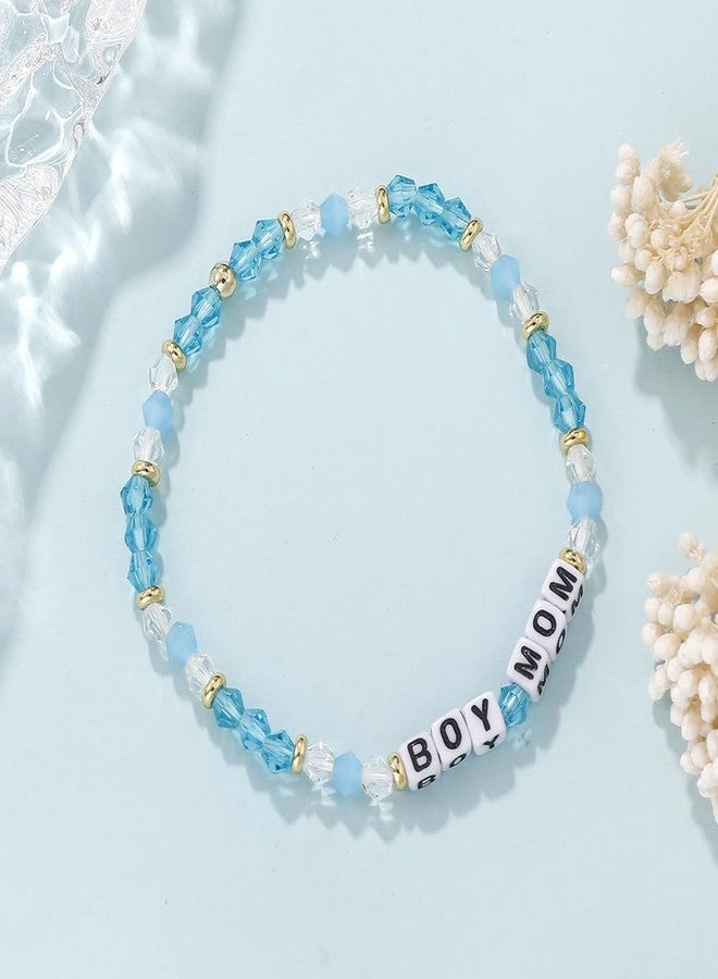 Lemua Boy Mom Bracelet, Blue Beaded Mama Bracelet, Boy Mom Gifts New Mom Women, Mother's Day Gifts from Son - Image 2