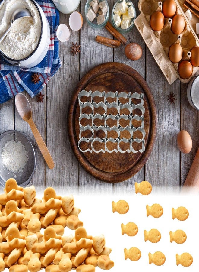 PKEAFC Gold Fish Cutter 25 Cavity Cookie Cutter Mini Gold Fish Molds for Crackers, Stainless Steels Goldfish Cracker Cutter with Cleaning Brush - Image 4
