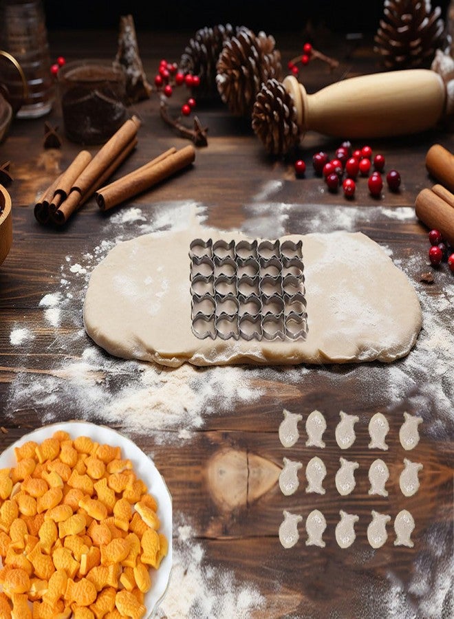 PKEAFC Gold Fish Cutter 25 Cavity Cookie Cutter Mini Gold Fish Molds for Crackers, Stainless Steels Goldfish Cracker Cutter with Cleaning Brush - Image 5