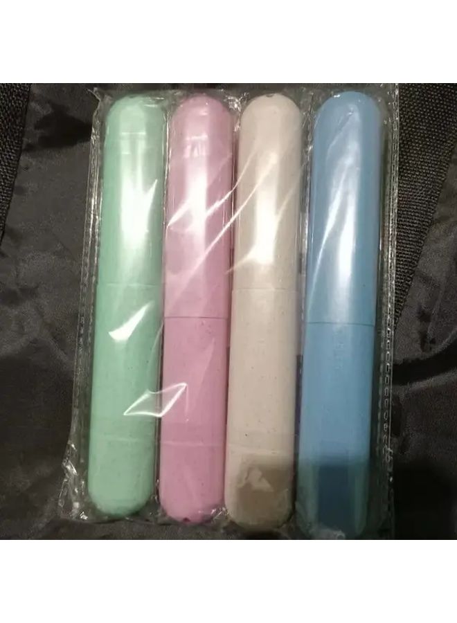 Nordic Travel Toothbrush Holder Set 4 Pcs Random Color Compact Portable Case - Image 2