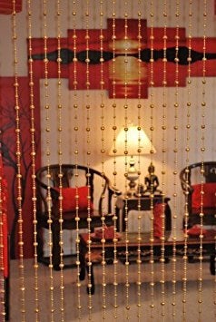 Asian Home Beautiful Acrylic Beaded Curtain for Windows Doorways Room Partition W315 x H72 Golden Balls