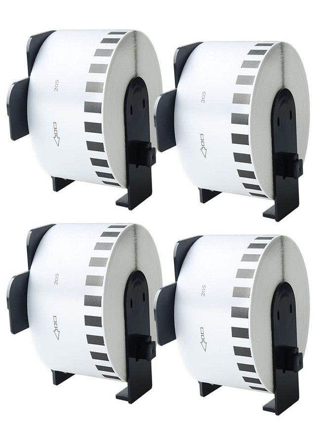 Aomya 4 Pack DK-2205 BRO Compatible Label Paper Roll 2-3/7"x100' Continuous White Labels with 4 Reusable Cartridges use for QL-700 QL570 QL710W QL800 QL810W QL1060N QL720NW QL550 (4) - Image 1