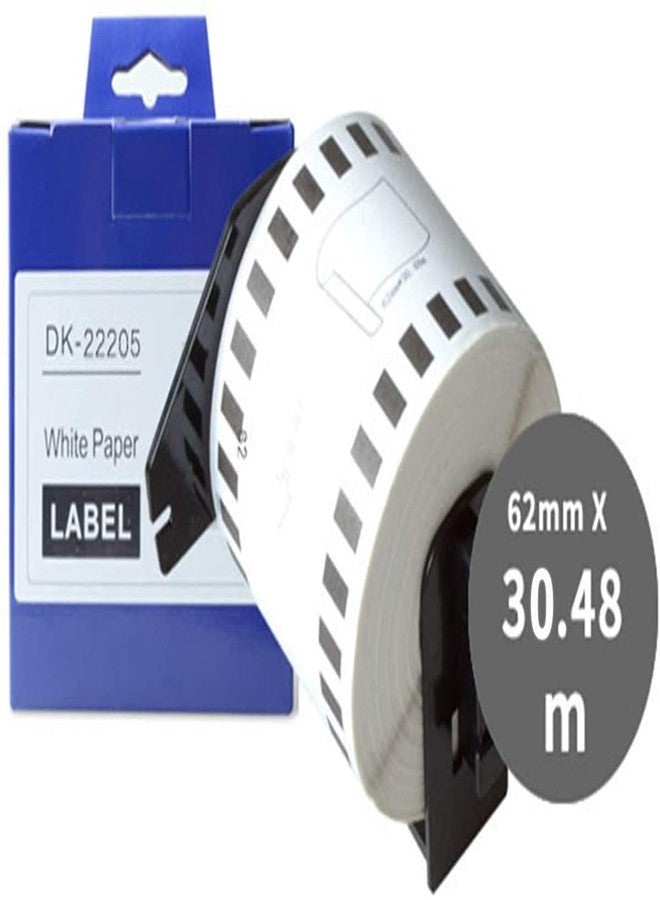 Aomya 4 Pack DK-2205 BRO Compatible Label Paper Roll 2-3/7"x100' Continuous White Labels with 4 Reusable Cartridges use for QL-700 QL570 QL710W QL800 QL810W QL1060N QL720NW QL550 (4) - Image 2