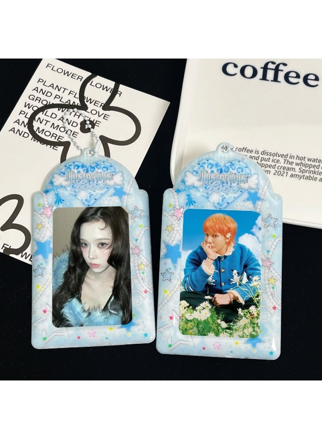 NIBEMINENT 1 - Piece Blue Love WingsKpop Photo Card Holder Pendant Key Chain ID Badge Holder ID Card Holder Photo Card Protector for School ID Office ID Access Card for Women Girls - Image 3