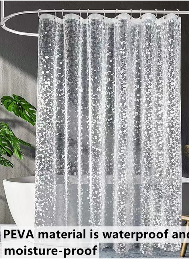 Kutis - 1-Piece Waterproof PEVA Shower Curtains with Pebble Pattern Translucent Color 180 x 180 Centimeter - Image 1