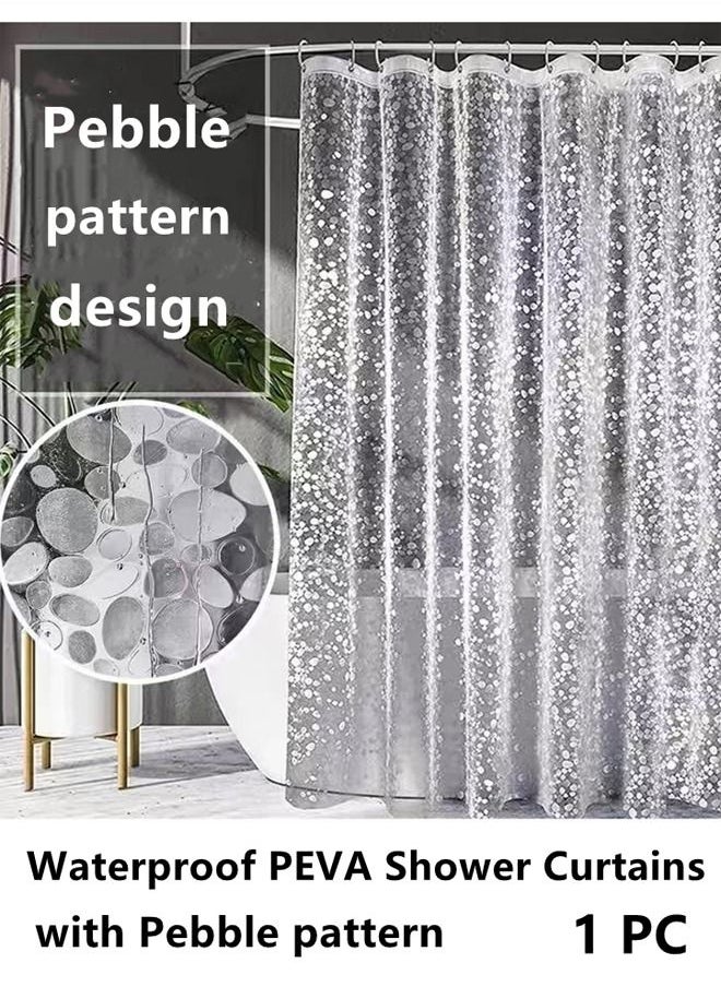 Kutis - 1-Piece Waterproof PEVA Shower Curtains with Pebble Pattern Translucent Color 180 x 180 Centimeter - Image 1