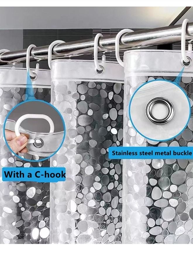 Kutis - 1-Piece Waterproof PEVA Shower Curtains with Pebble Pattern Translucent Color 180 x 180 Centimeter - Image 1