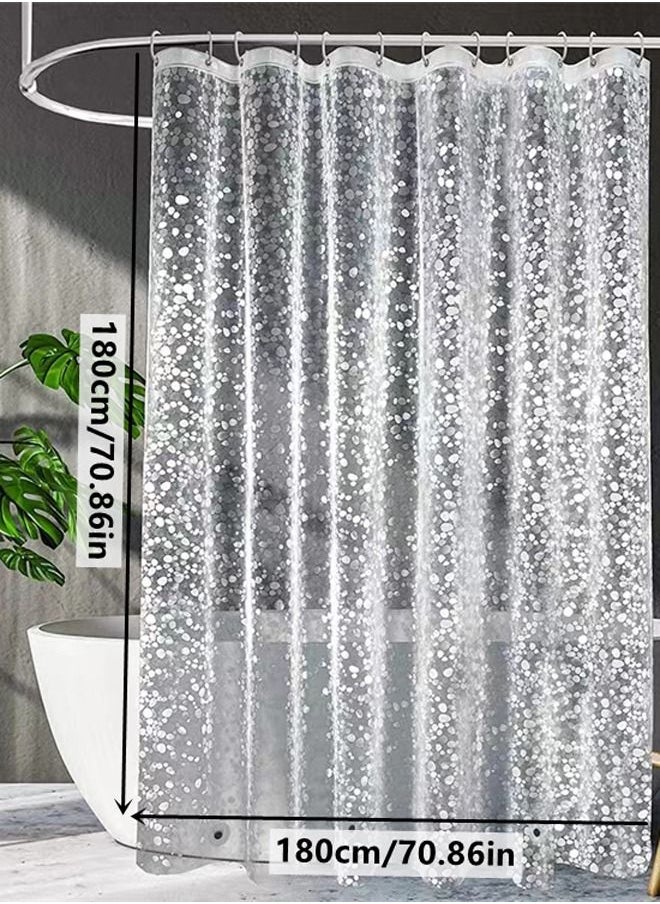 Kutis - 1-Piece Waterproof PEVA Shower Curtains with Pebble Pattern Translucent Color 180 x 180 Centimeter - Image 1
