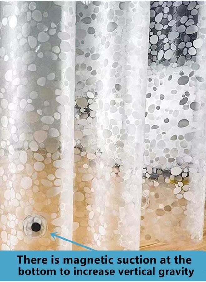 Kutis - 1-Piece Waterproof PEVA Shower Curtains with Pebble Pattern Translucent Color 180 x 180 Centimeter - Image 1