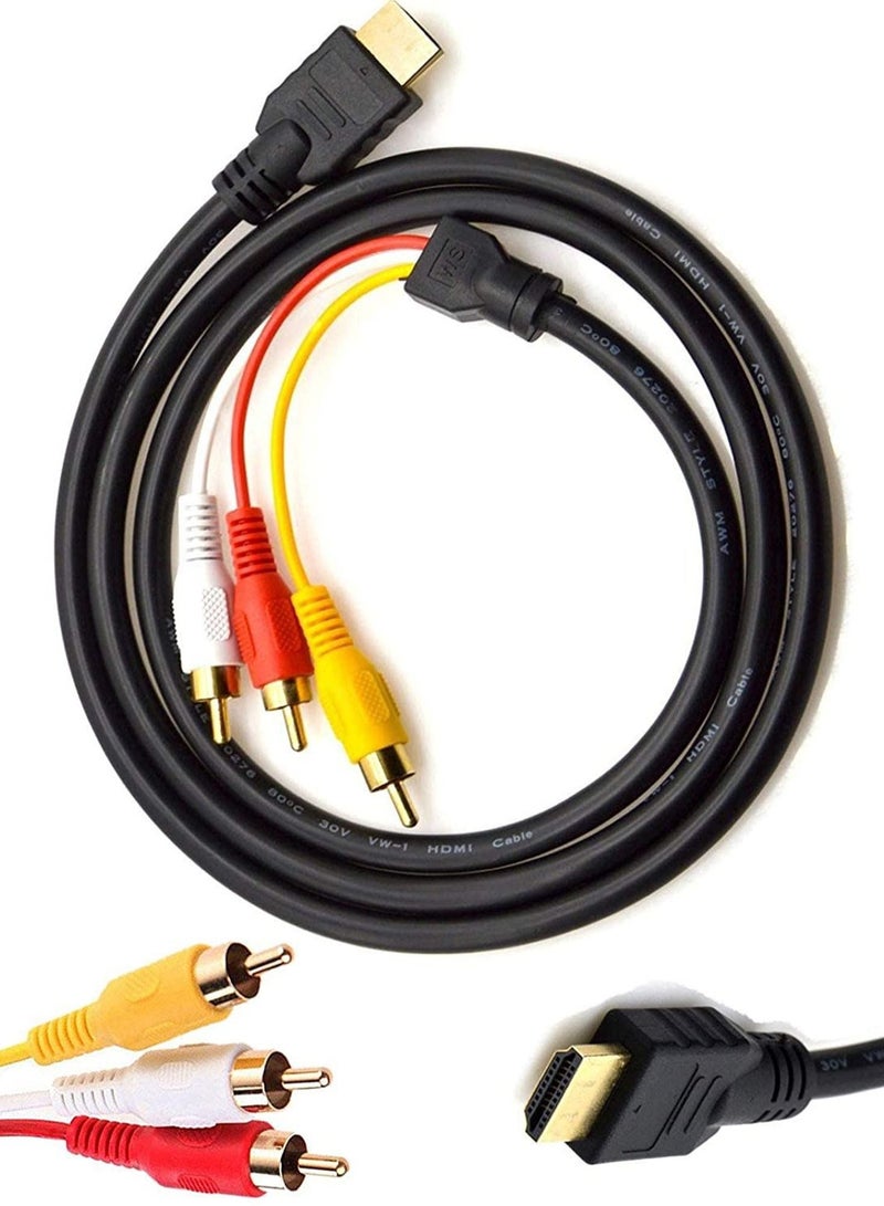 KASTWAVE HDMI to RCA Cable 1080P 5ft 1.5m Male to 3 Video Audio AV Component Converter Adapter Cable Connector Adapter One Way Transmitter for TV DVD - Image 3