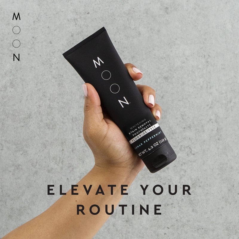 MOON Fluoride Free Toothpaste - Stain Removal Teeth Whitening Toothpaste for Adults & Children - with Essential Oils, Green Tea & Mica - Gentle on Enamel & Gums - Peppermint (4.2 Oz) - Image 5