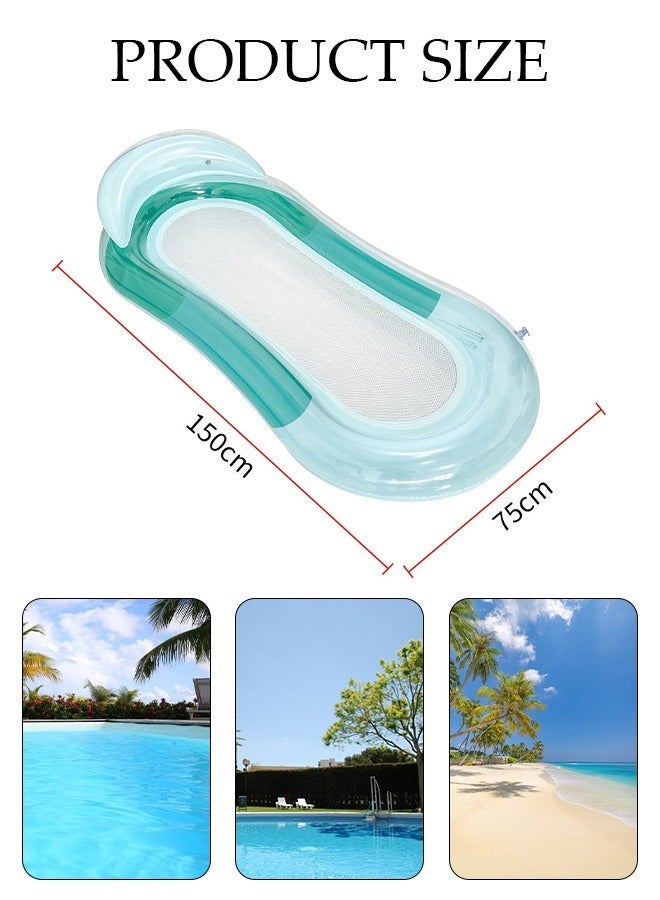 DUNISO Inflatable Pool Float Lounger Raft for Adults and Kids, 160*90CM Floating Mat Inflatable Contour Lounger with Headrest Ultra-Comfort Cooling Pool Raft Floaty Toys - Image 3