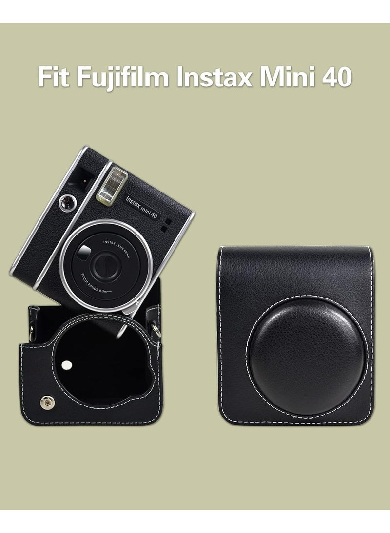Mini 40 PU Leather Case for Fujifilm Instax Mini 40 Instant Camera, Protective Case with Removable Shoulder Strap - Image 2