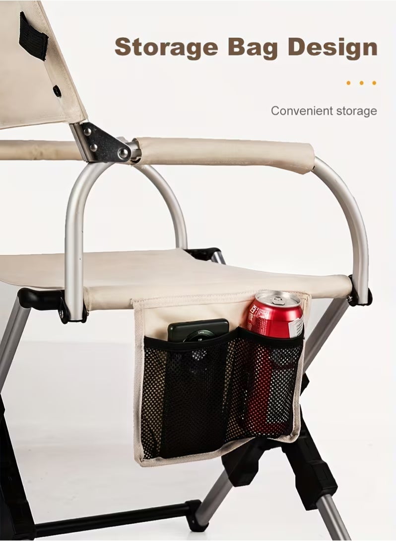 بلو فاير كرسي تخييم خارجي قابل للطي مع مسند ظهر ومساند ذراعين، هيكل خفيف من سبائك الألومنيوم، مقعد متين من قماش أوكسفورد، كرسي صيد محمول ومستقر، تصميم مريح للاستخدام في التخييم والسفر والنزهات والشاطئ والحدائق وتناول الطعام في الهواء الطلق - Image 5