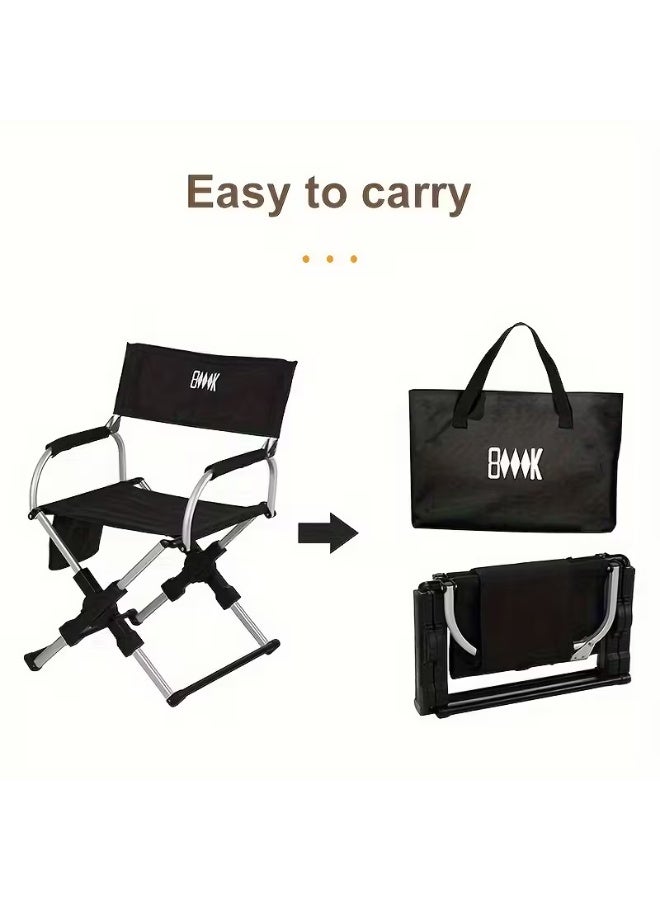 بلو فاير كرسي تخييم خارجي قابل للطي مع مسند ظهر ومساند ذراعين، هيكل خفيف من سبائك الألومنيوم، مقعد متين من قماش أوكسفورد، كرسي صيد محمول ومستقر، تصميم مريح للاستخدام في التخييم والسفر والنزهات والشاطئ والحدائق وتناول الطعام في الهواء الطلق - Image 3