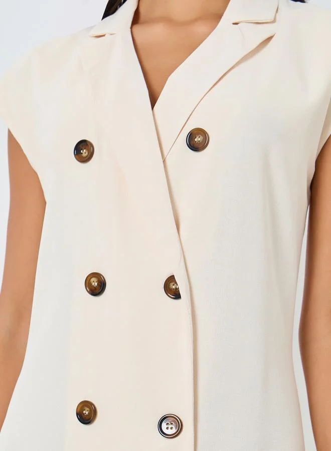 Amirah Cream Double Breasted Under Abaya Jalabiya Dress