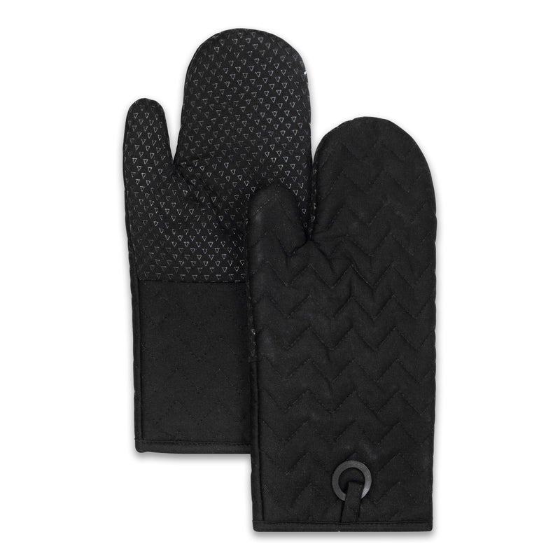 Frigidaire Kelly Cotton Oven Mitts, Heat Resistant, Anti-Slip, Machine Washable,13â€x7â€,Black,Set of 2 - Image 1