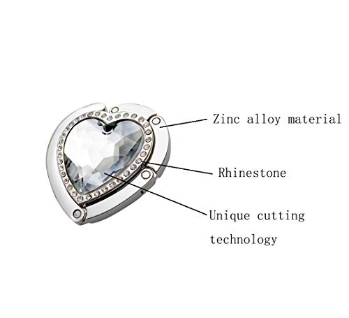 Bestdays Heart Shape Folding Hanging Hook Crystal Rhinestone Handbag Hanger for Table (Pink) - Image 2