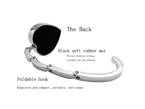 Bestdays Heart Shape Folding Hanging Hook Crystal Rhinestone Handbag Hanger for Table (Pink) - Image 4