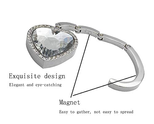 Bestdays Heart Shape Folding Hanging Hook Crystal Rhinestone Handbag Hanger for Table (Pink) - Image 3