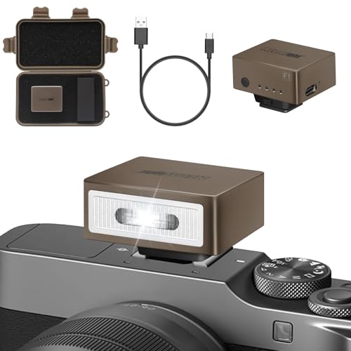 MEDALight F1 Mini Camera Flash Camera Flash Speedlite for Ricoh (GR3/GR3X,etc.) Fuji/Sony ZV1/Nikon/Canon,Digital Film Cameras,Portable Mini hot Shoe Flashlight for DSLR Cameras.(Brown Rosegold) - Image 1